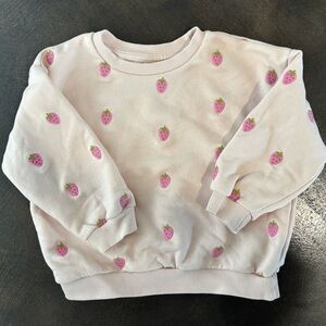 Zara Kid's Pink Strawberry Embroidered Sweatshirt